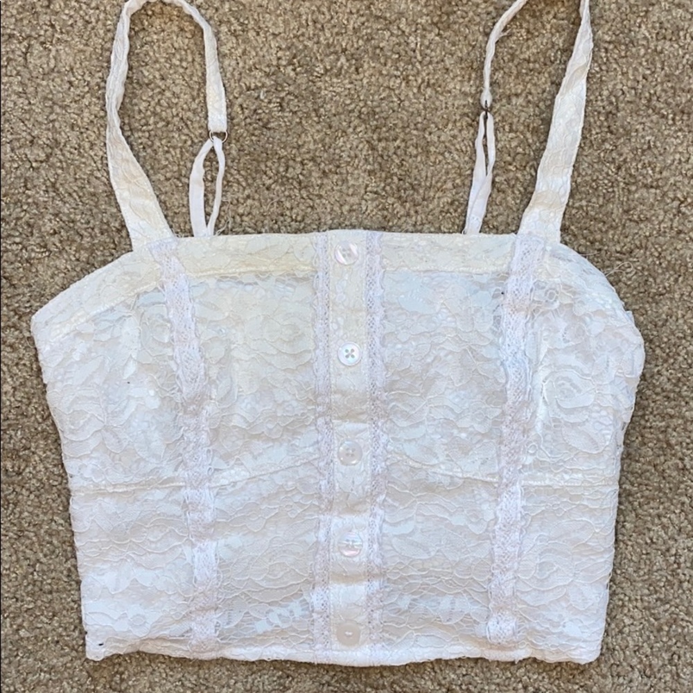 White lace crop top